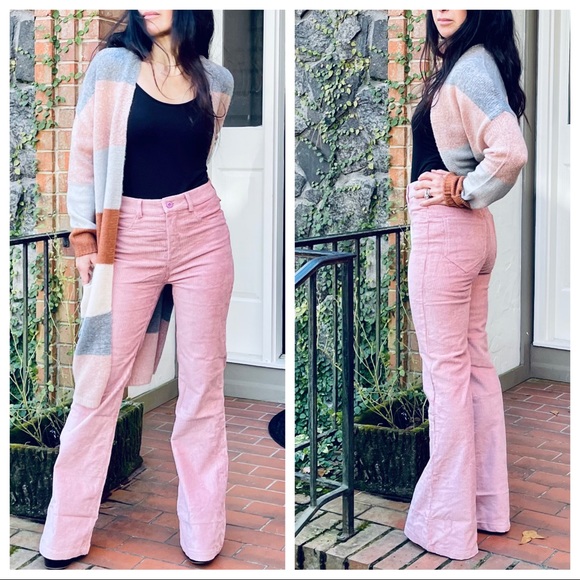 Retro chic wide leg rose corduroy pants - Picture 3 of 10